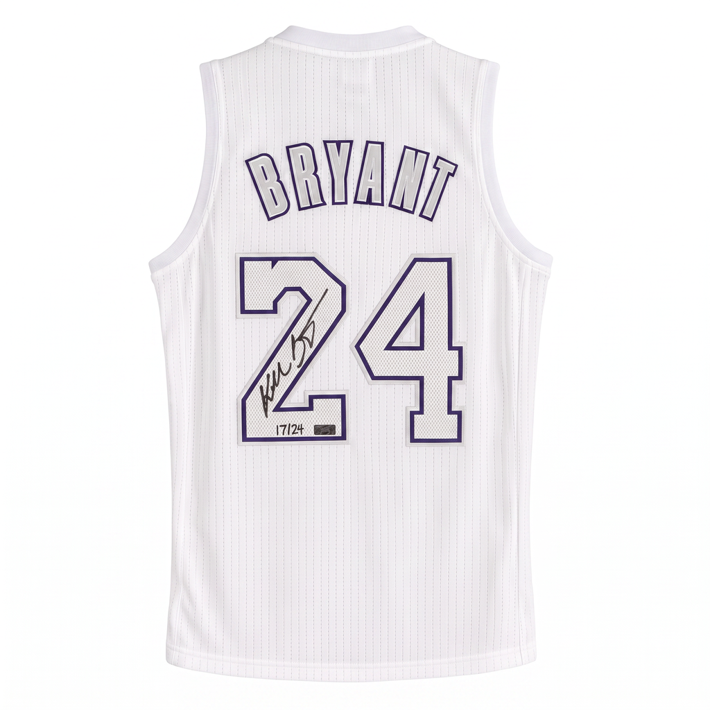 Kobe Bryant Autographed Los Angeles Lakers Sunday White Jersey Limited Edition #17/24 – Panini Authentic