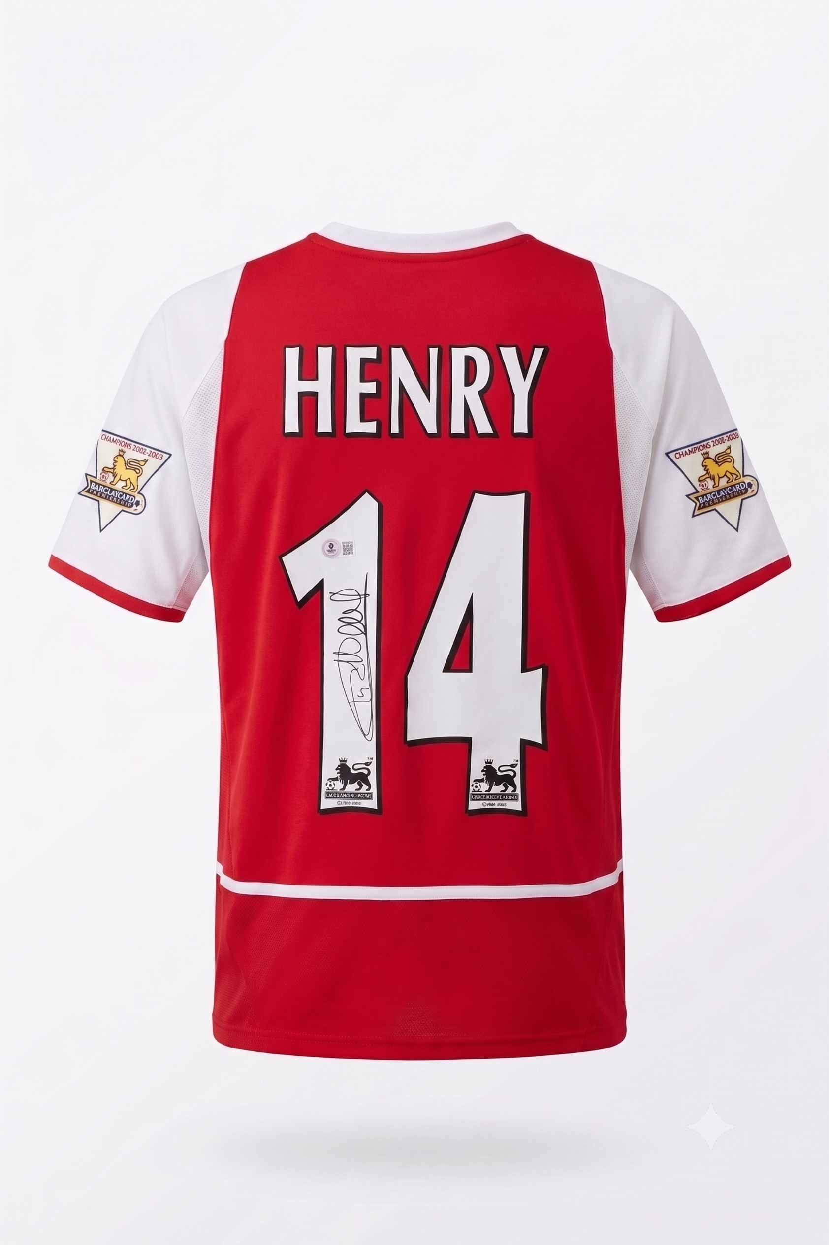 Thierry Henry Signed Arsenal 2002/03 Home Jersey – Premier League Champions Patches – Beckett Authenticated