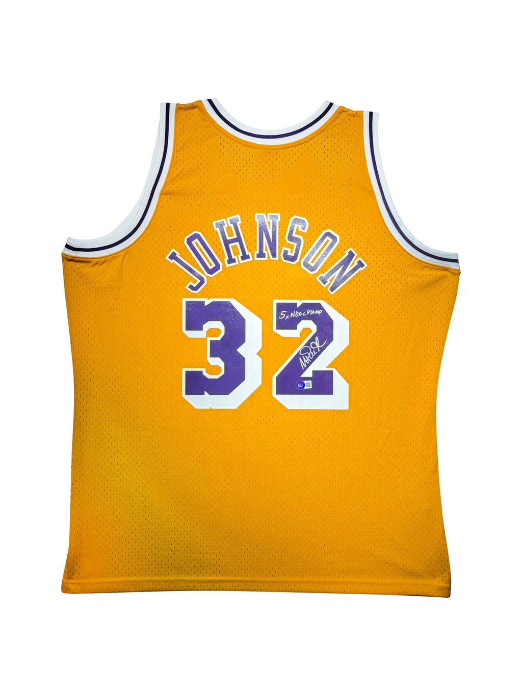 Magic Johnson Signed “5X Champ” Authentic Lakers Jersey by Mitchell & Ness – Beckett Certified