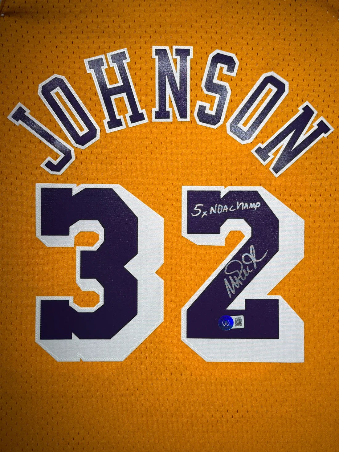 Magic Johnson Signed “5X Champ” Authentic Lakers Jersey by Mitchell & Ness – Beckett Certified