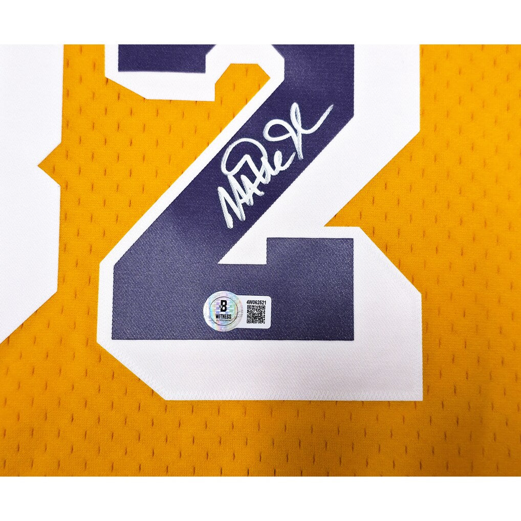 Magic Johnson Los Angeles Lakers Autographed 1984–85 Mitchell & Ness Hardwood Classics Swingman Jersey – Beckett Certified