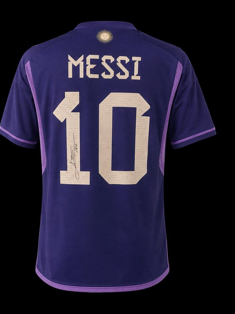 Lionel Messi Hand-Signed Argentina 2022 World Cup Away Jersey (Authenticated)